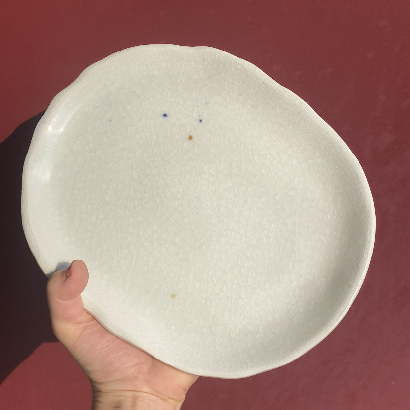 White Flakie Glaze Catchall Dish / Ceramics