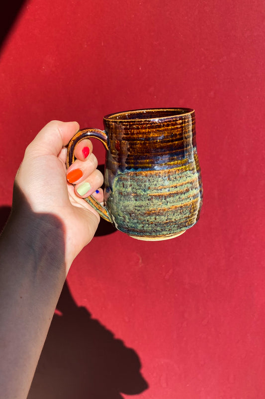 Brown, Green, Blue Mug / Ceramics