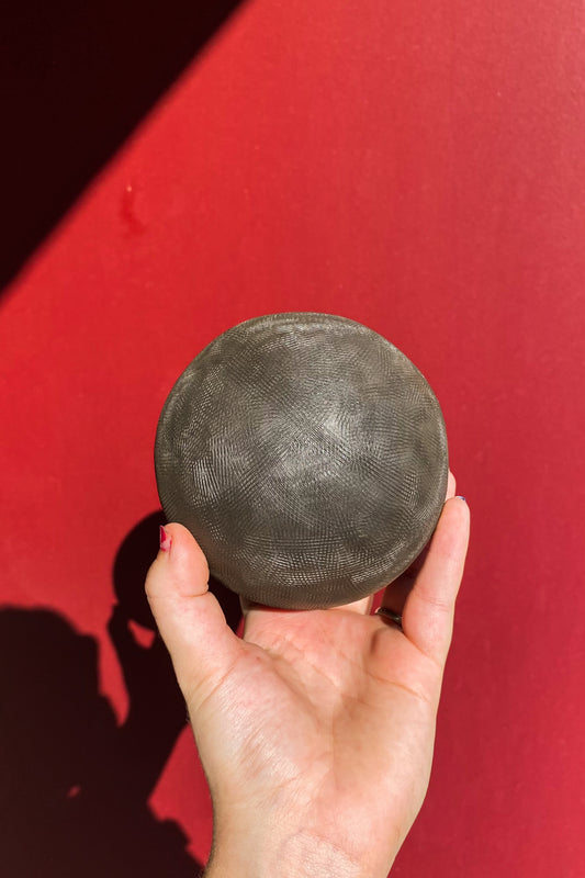 Textured Sphere with Triangle Stand / Ceramics