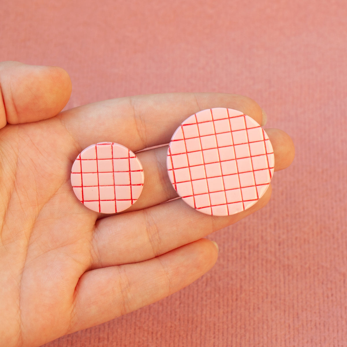 Pink Tile Studs / Earrings