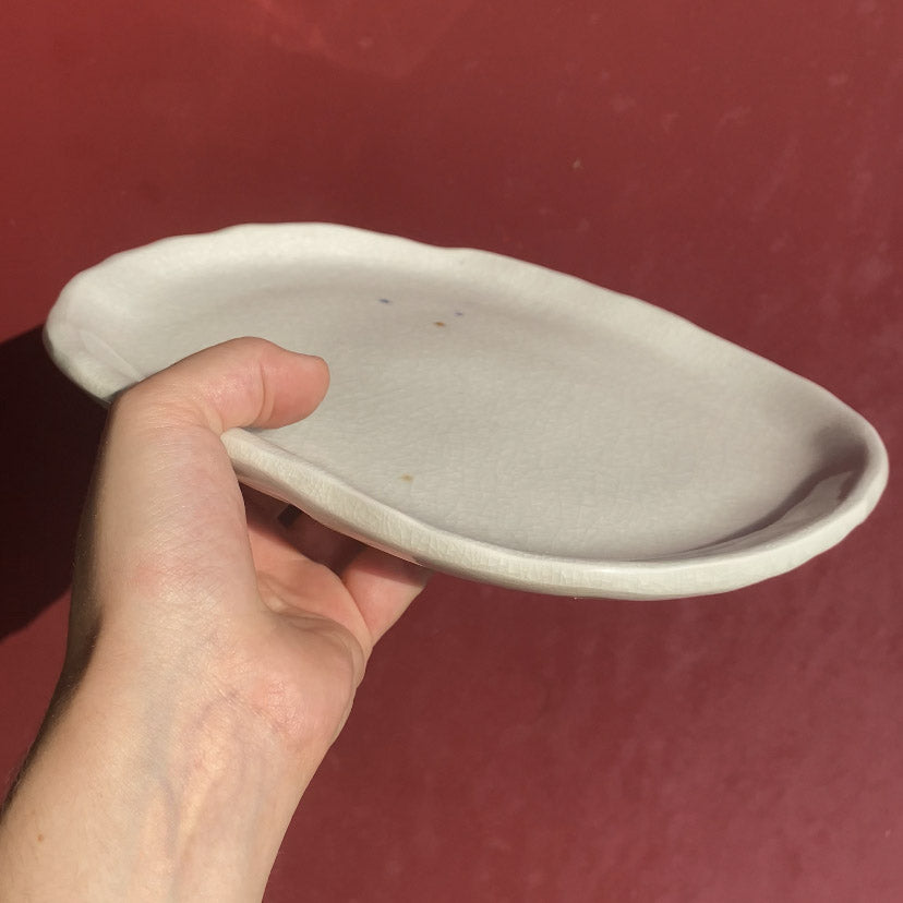 White Flakie Glaze Catchall Dish / Ceramics
