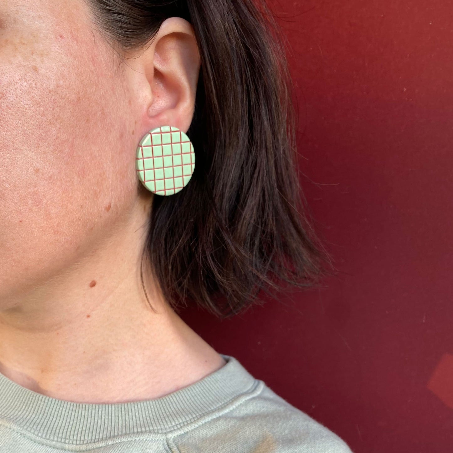 Vintage Christmas Tile Studs / Earrings