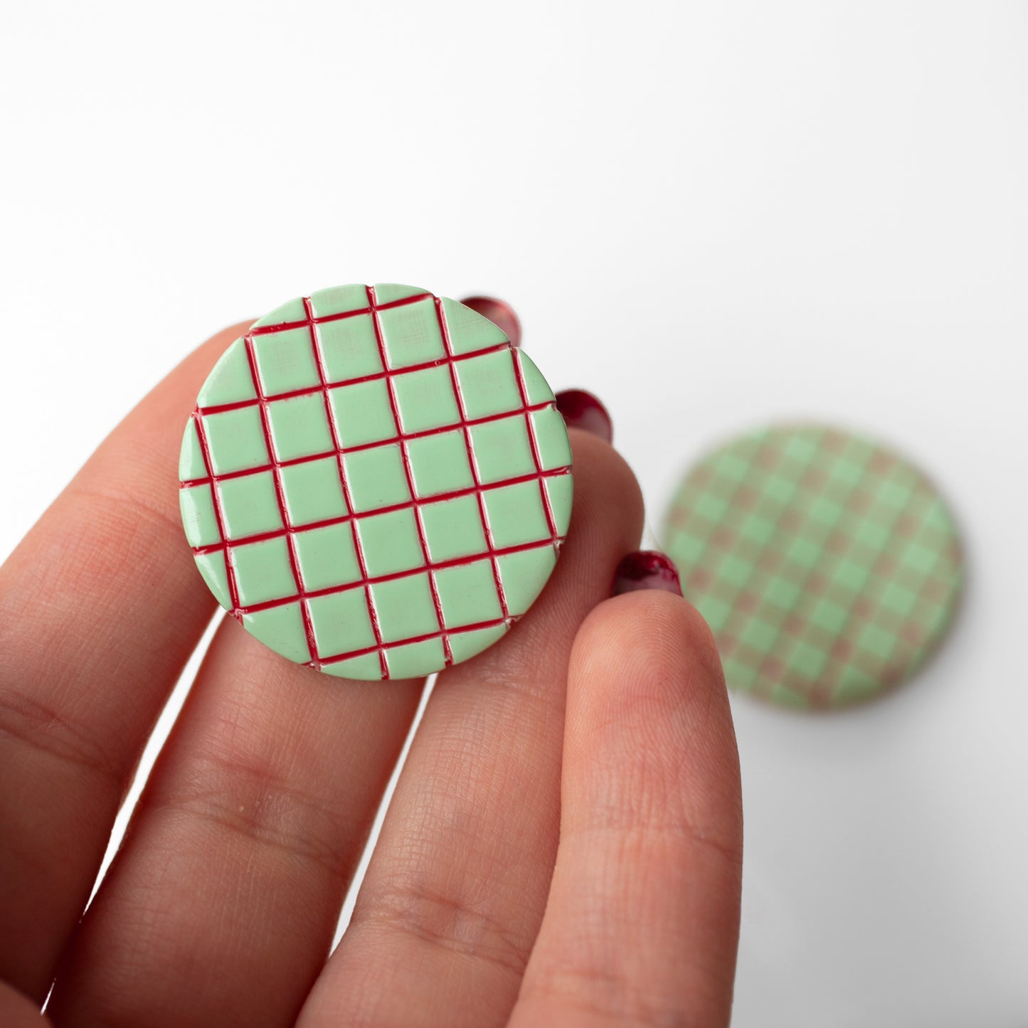 Vintage Christmas Tile Studs / Earrings