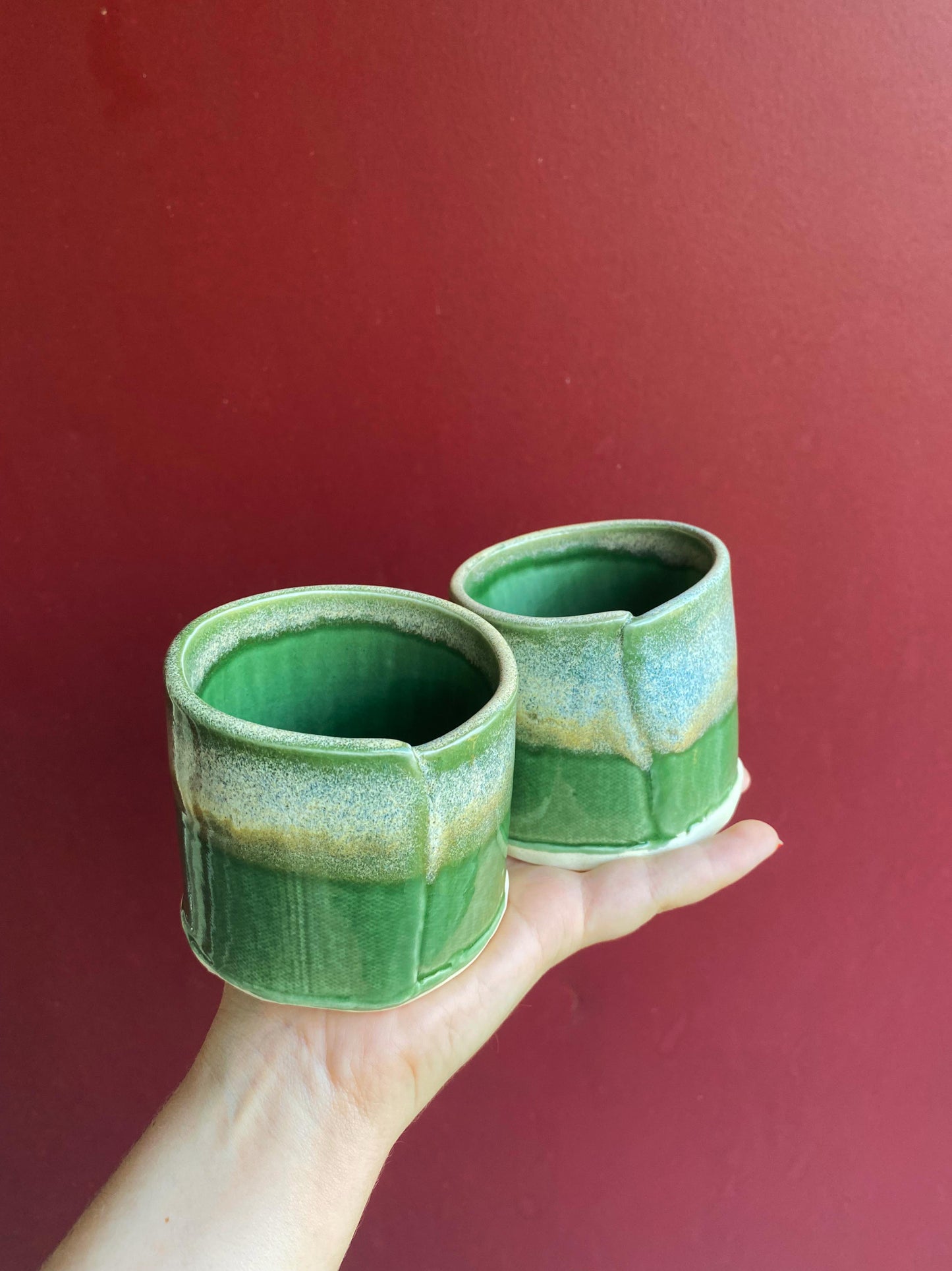 Green Cups / Set of 2 / Ceramics