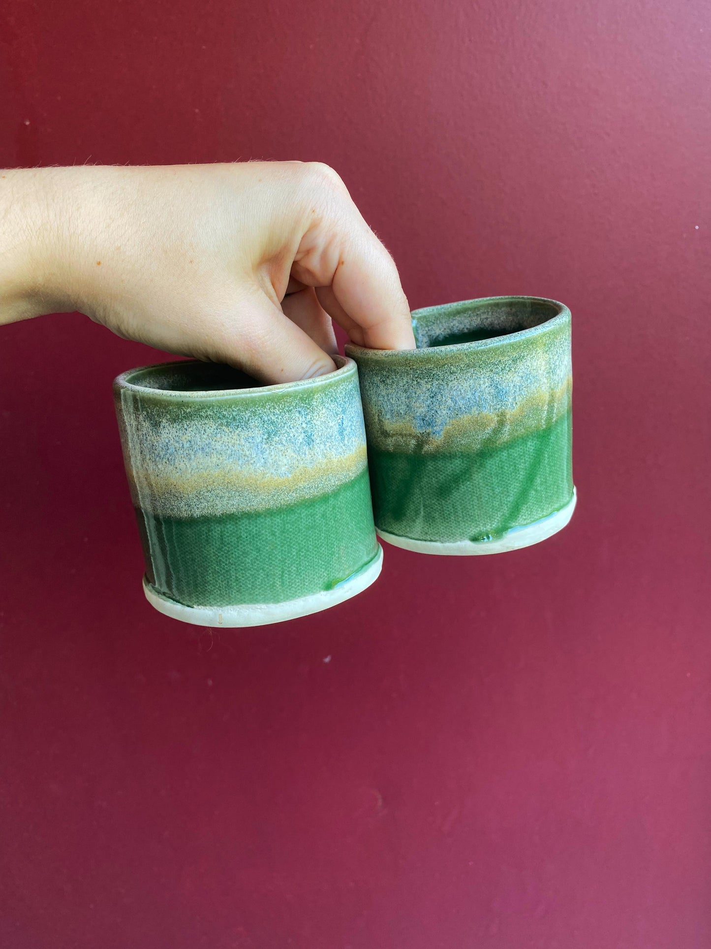 Green Cups / Set of 2 / Ceramics