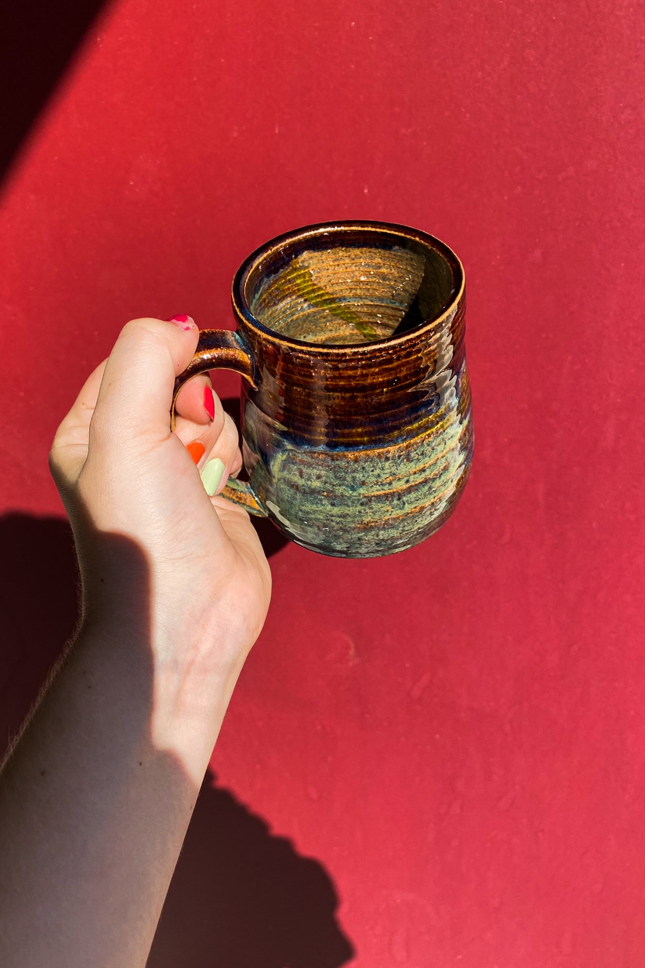 Brown, Green, Blue Mug / Ceramics