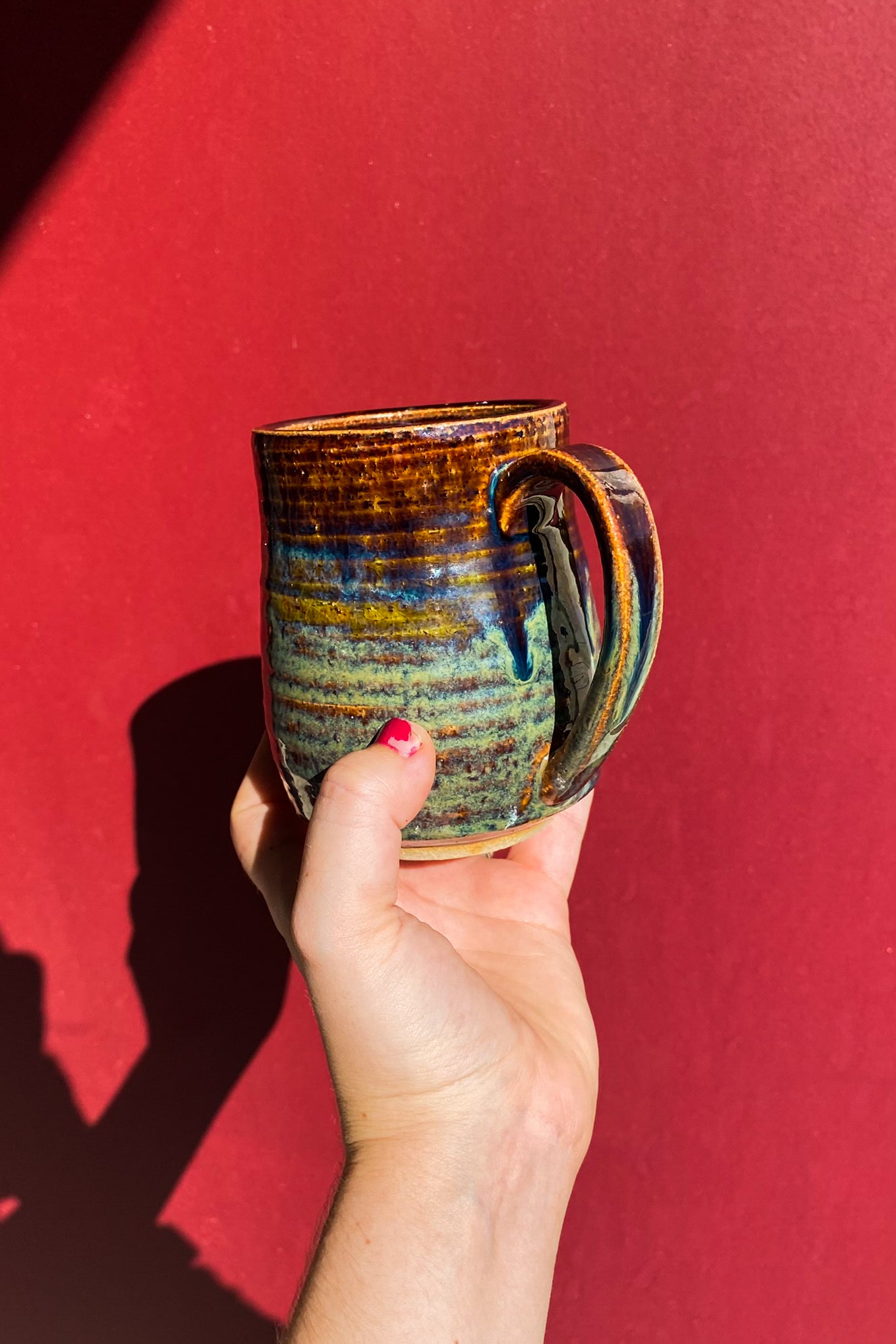 Brown, Green, Blue Mug / Ceramics