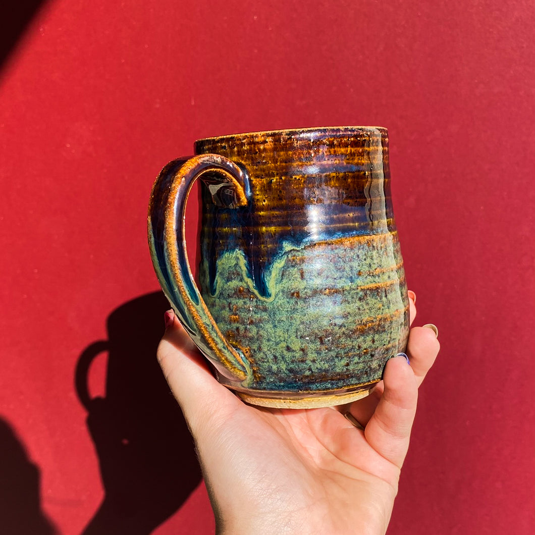 Brown, Green, Blue Mug / Ceramics
