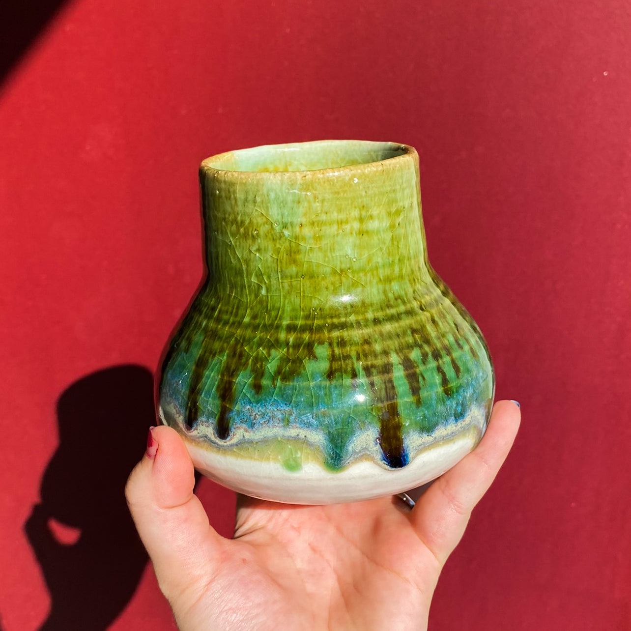 Blue, Green, White Vase / Ceramics