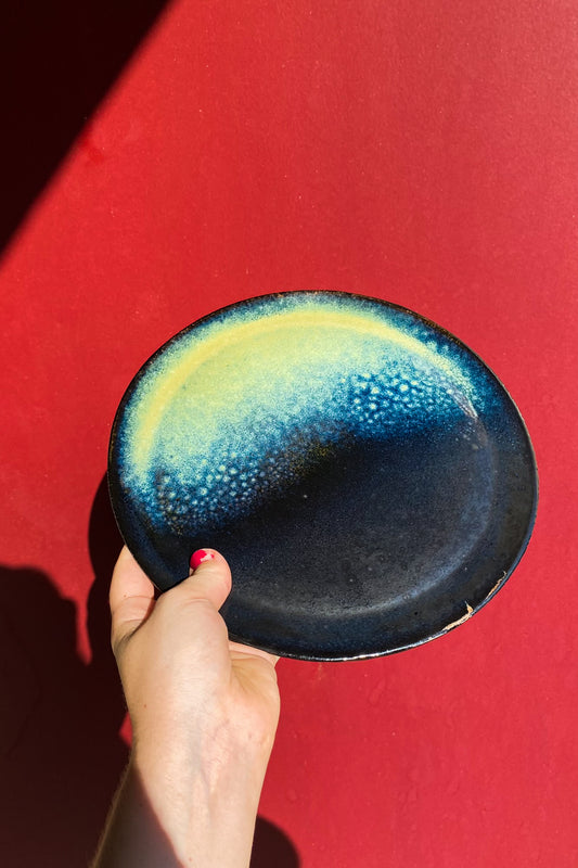 Black, Blue, Green, Plates / Set of 2 / Ceramics / SECONDS