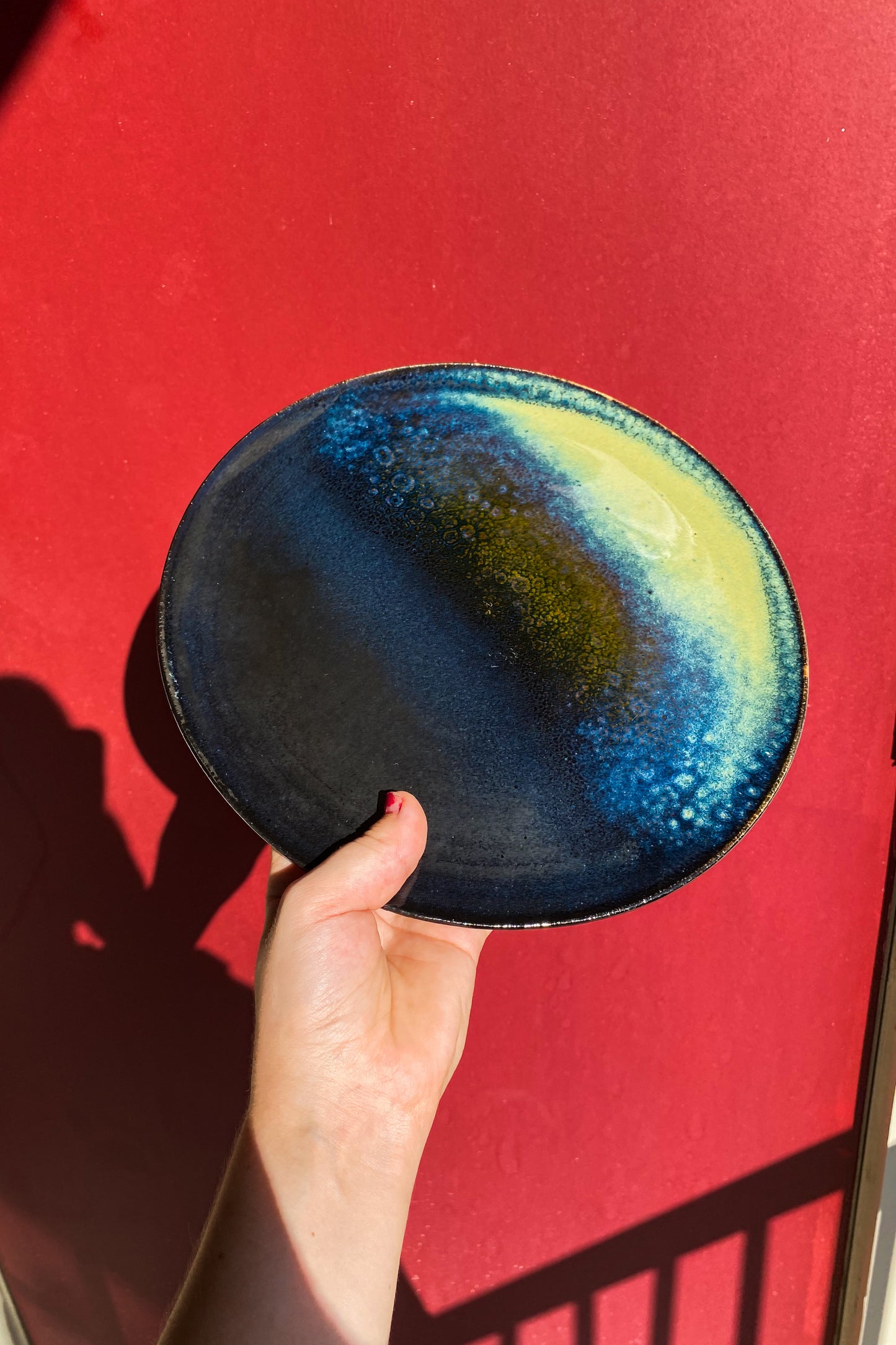 Black, Blue, Green, Plates / Set of 2 / Ceramics / SECONDS