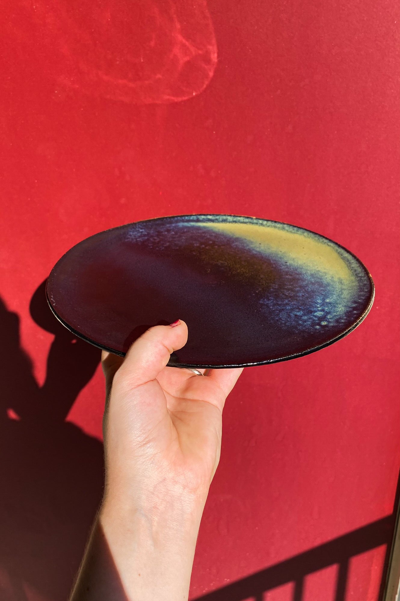 Black, Blue, Green, Plates / Set of 2 / Ceramics / SECONDS