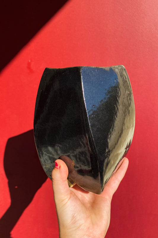 Black Rectangle Twisted Vase / Ceramics / SECONDS / *LOCAL PICKUP ONLY*