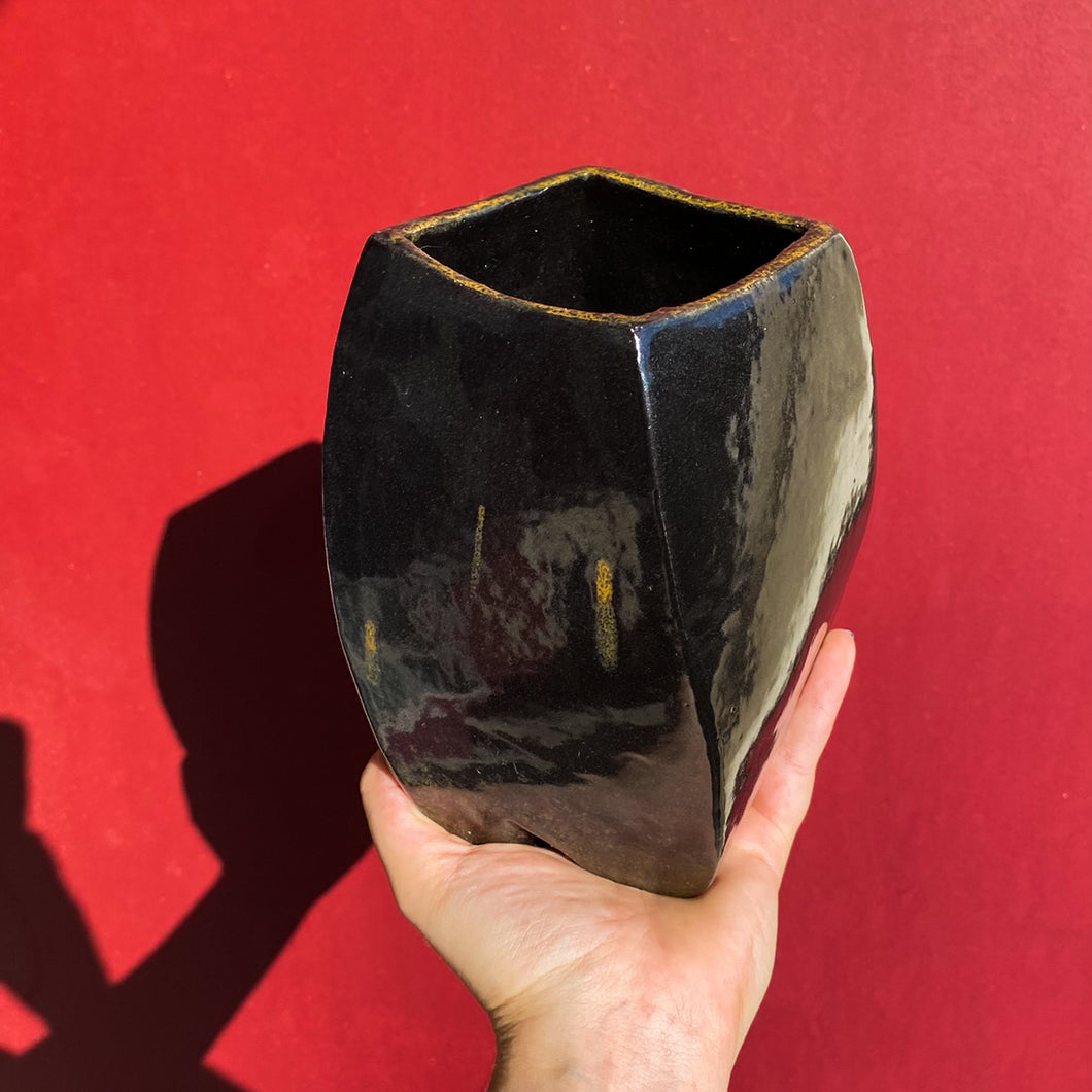 Black Rectangle Twisted Vase / Ceramics / SECONDS / *LOCAL PICKUP ONLY*