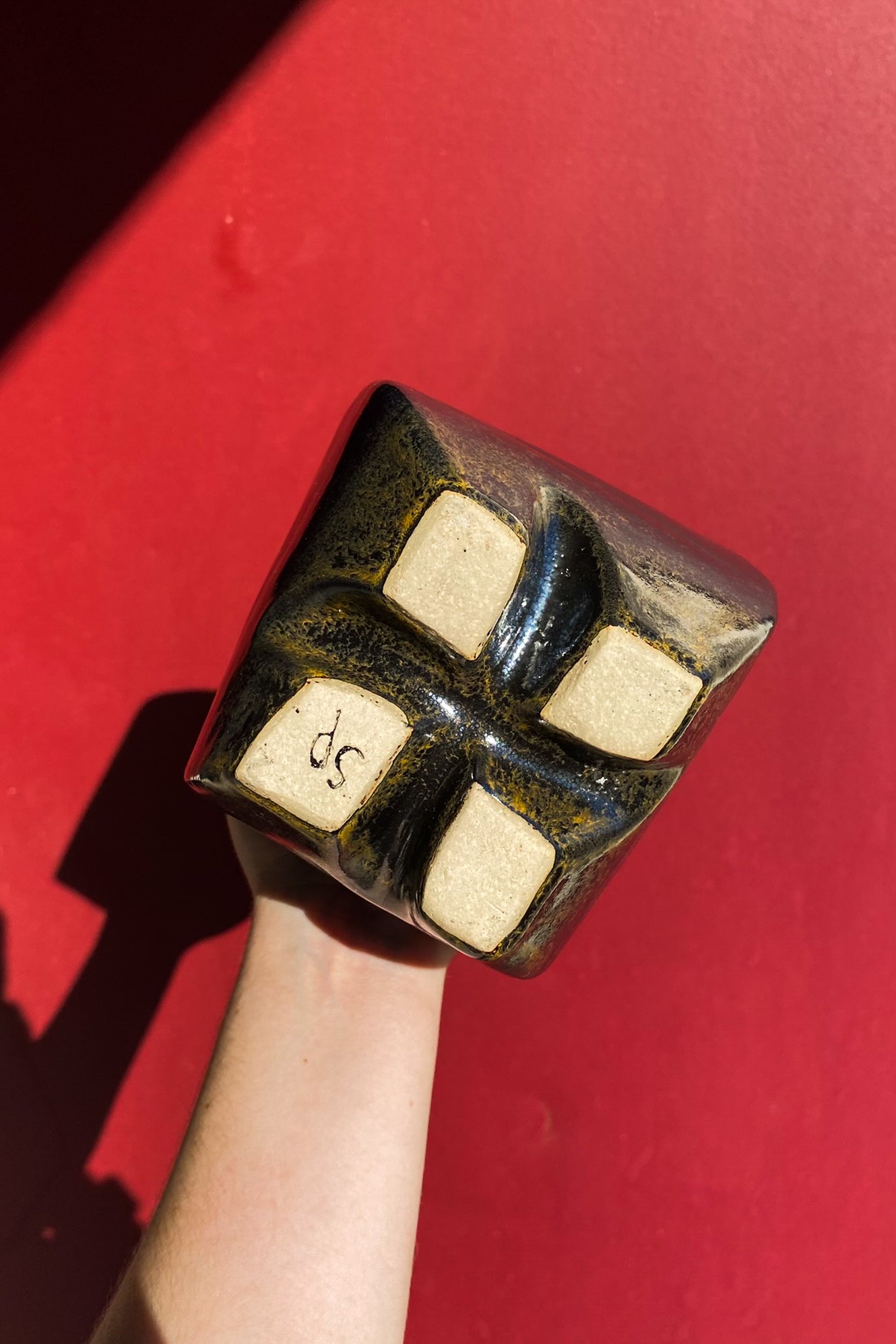 Black Rectangle Twisted Vase / Ceramics / SECONDS / *LOCAL PICKUP ONLY*