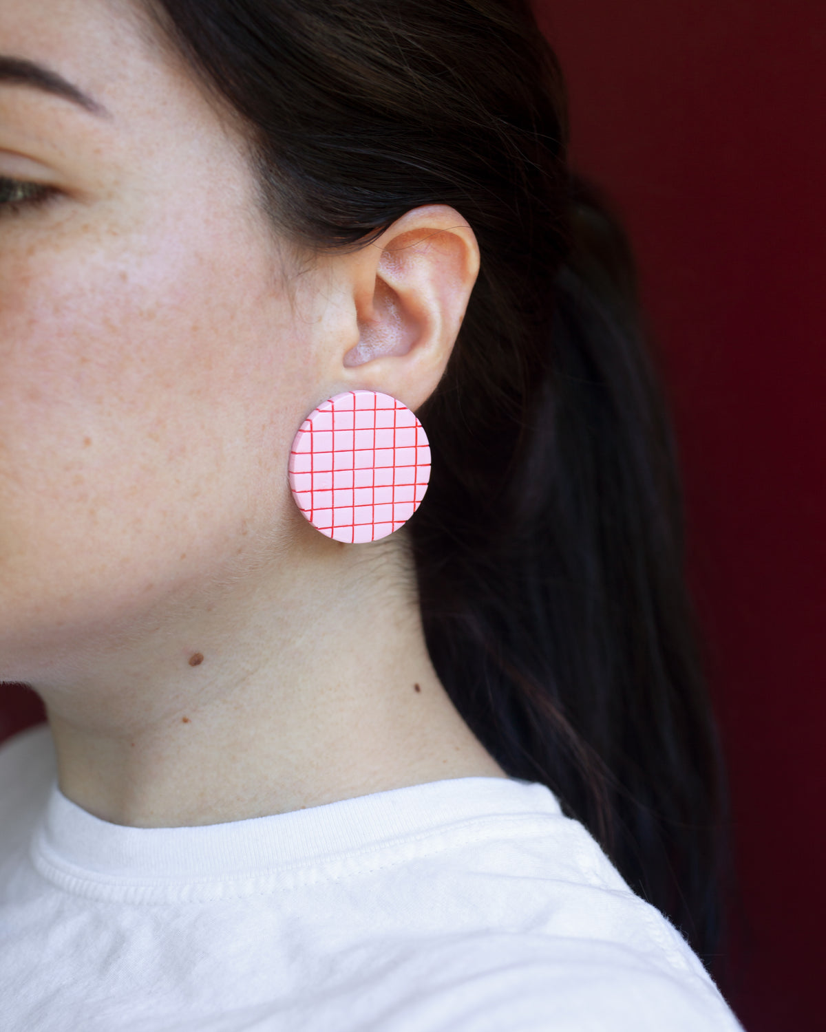 Pink Tile Studs / Earrings