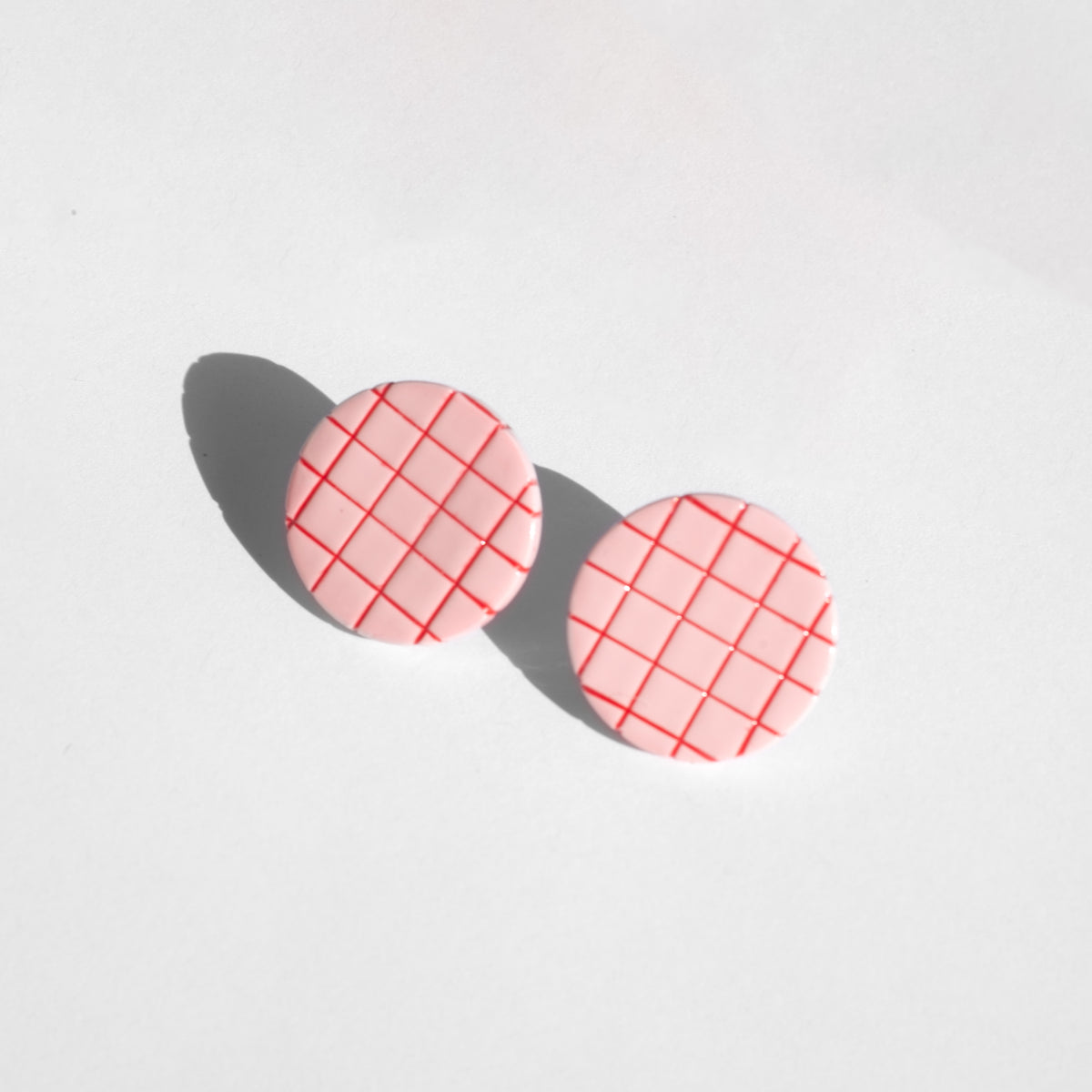 Pink Tile Studs / Earrings